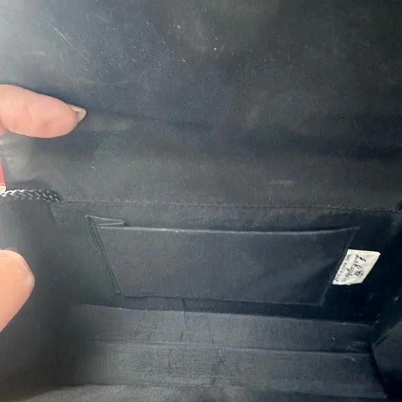 La Regale Vintage Embroidered Raw Black 8” x 5” Satin Clutch or Shoulder Bag - Picture 8 of 10